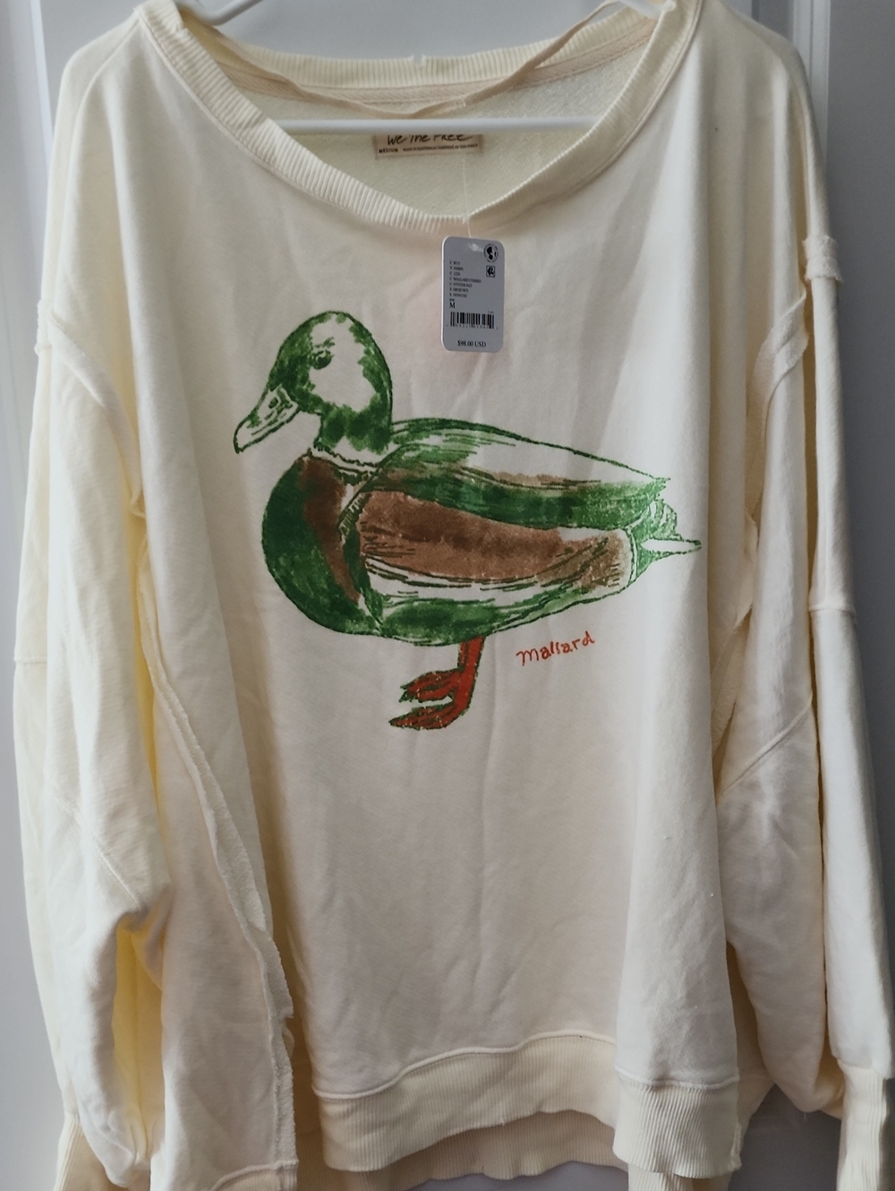 Medium | Free People | NWT | We The Free Graphic Camden Pullover | Mallard Duck